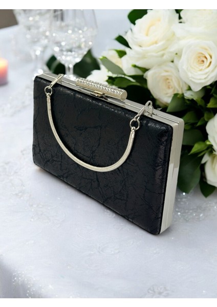 Siyah Renk Gümüş Detaylı Orta Boy Abiye Çanta fiyatları
