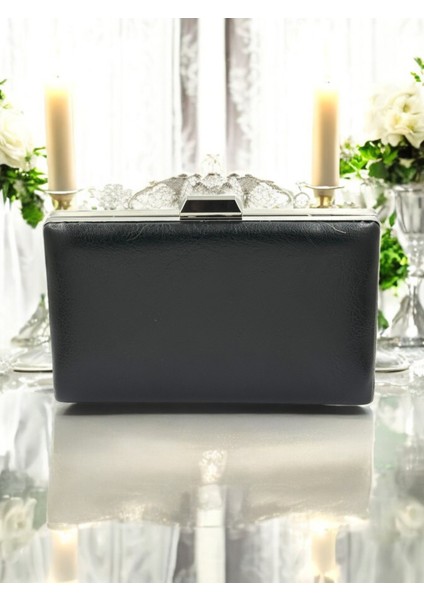 Siyah Kırışık Cilt Deri Metalik Renk Zincir Askılı Abiye Çanta Düğün Nişan Mezuniyet fiyatları