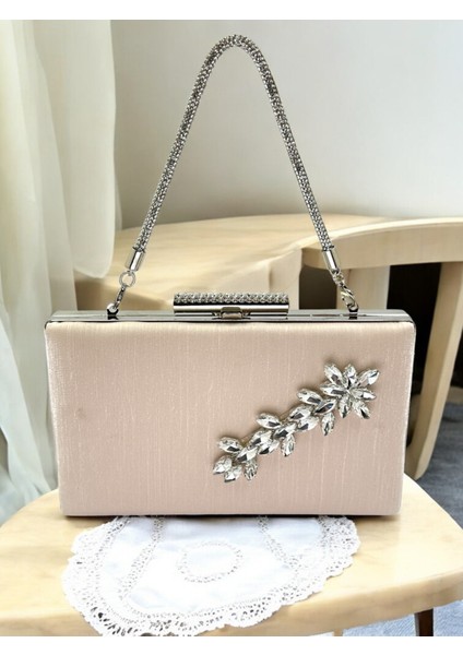 Ten Nude Taşlı Saplı Renk El Izi Yapmayan Simli Saten Kristal Taşlı Kadın Abiye Çanta Düğün Nişan fiyatları