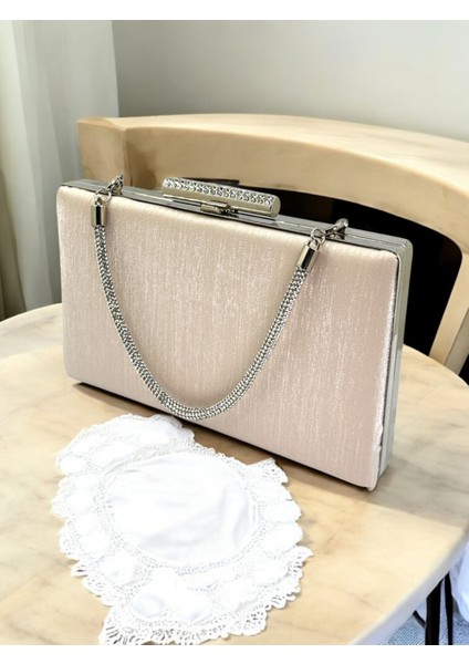 Ten Nude Taşlı Saplı Renk El Izi Yapmayan Çizgili Saten Kadın Abiye Çanta Düğün Nişan modelleri