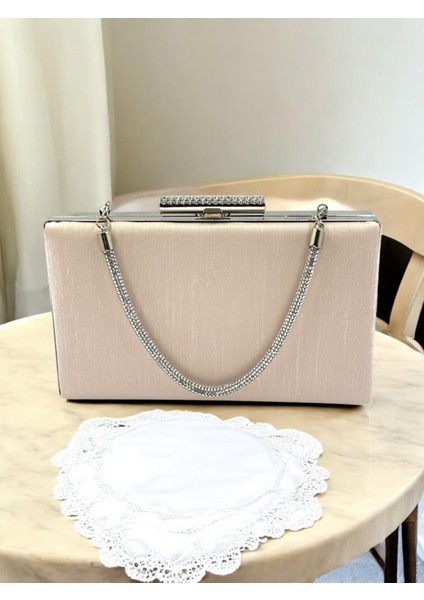 Ten Nude Taşlı Saplı Renk El Izi Yapmayan Çizgili Saten Kadın Abiye Çanta Düğün Nişan fırsatları