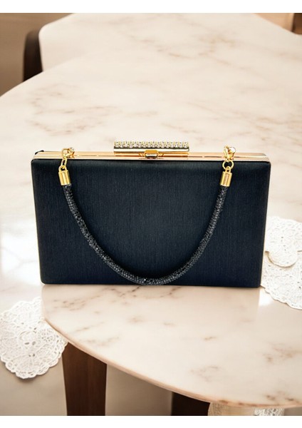 Siyah Taşlı Saplı Renk El Izi Yapmayan Simli Saten Kadın Abiye Çanta Düğün Nişan fiyatları