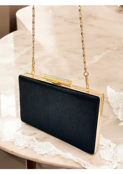 Siyah Taşlı Saplı Renk El Izi Yapmayan Simli Saten Kadın Abiye Çanta Düğün Nişan fırsatları