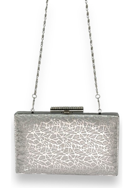 Gümüş Gri Lame Lazer Desenli Inci Saplı Incili Abiye Çanta Gece Çantası Düğün Nişan Nikah fırsatları