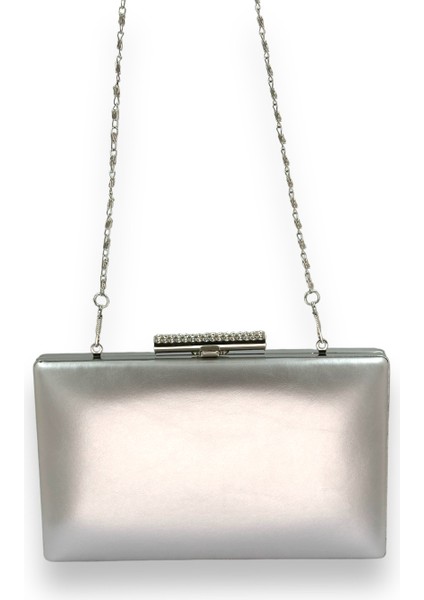 Gümüş Gri Lame Cilt Deri Mat Deri Abiye Çanta Gece Çantası Düğün Nişan Kına fırsatları