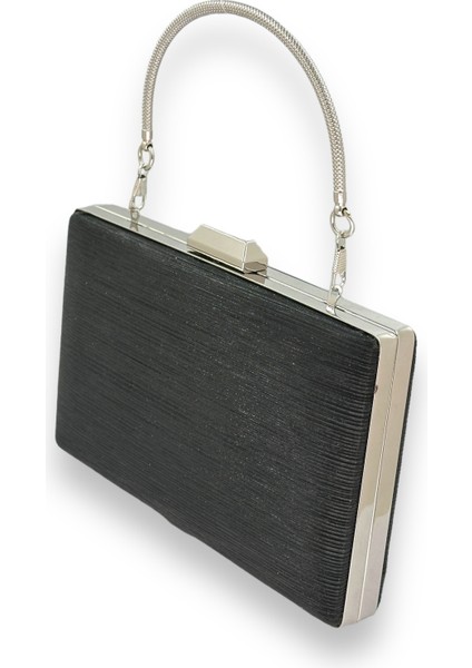 Siyah Renk Ithal Lazer Desenli Çizgili Metal Saplı Abiye Gece Çantası Nişan Düğün Davet Balo fiyatları