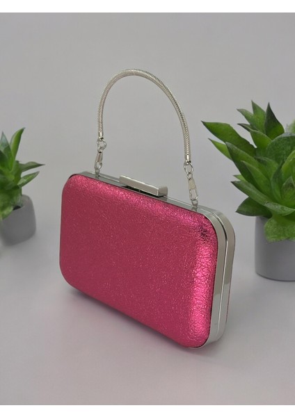 Fuşya Pembe Renk Kristal Desenli Abiye Çanta Gece Çantası Düğün Nişan Portföy fiyatları