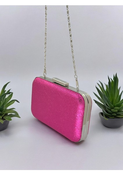 Fuşya Pembe Renk Kristal Desenli Abiye Çanta Gece Çantası Düğün Nişan Portföy fırsatları