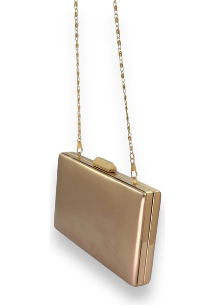 Rose Gold Cilt Deri Mat Deri Metal Saplı Abiye Çanta Gece Çantası Düğün Nişan Kına indirimleri