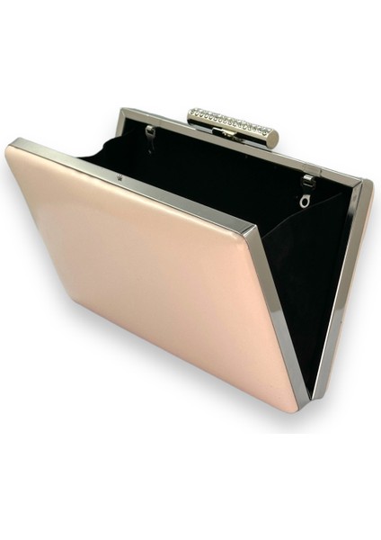 Ten Renk Cilt Deri Mat Deri Metal Saplı Abiye Çanta Gece Çantası Düğün Nişan Kına modelleri