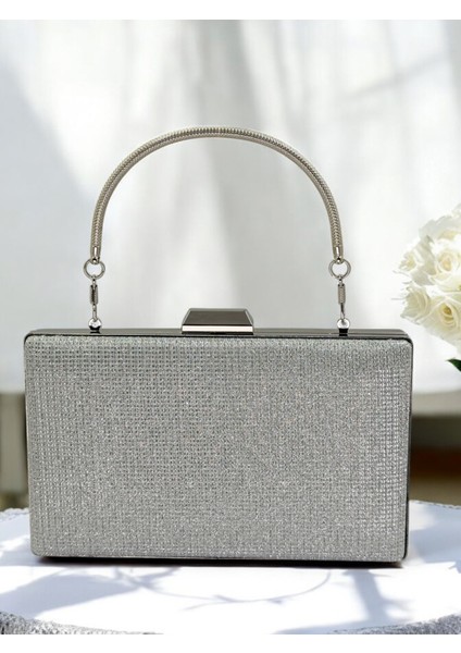 Gümüş Renk Simli Metal Saplı Kadın Abiye Çanta Düğün Nişan Mezuniyet fiyatları