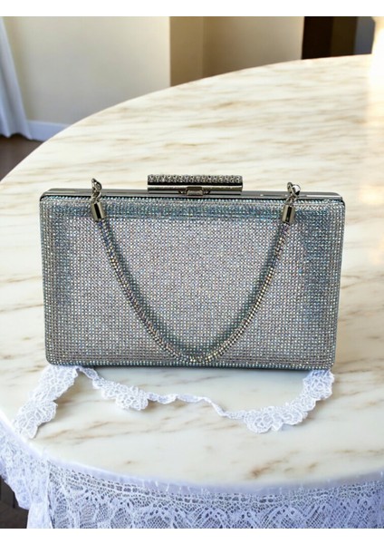 Taşlı Saplı Gümüş Janjan Renk Iki Tarıfıda Komple Taşlı Kadın Abiye Çanta Düğün Nişan Mezuniyet fiyatları