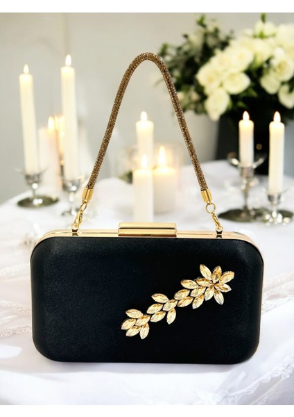 Siyah Renk Saten Taşlı Saplı Kadın Abiye Çanta Düğün Nişan Mezuniyet fiyatları