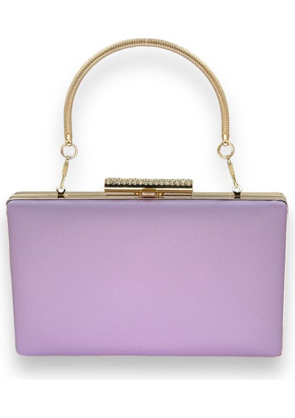 Lila Renk Çizilmeyen El Izi Yapmayan Mat Saten Abiye Çanta Gece Çantası Portföy Clutch Düğün Nişan