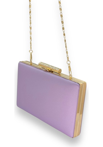 Lila Renk Çizilmeyen El Izi Yapmayan Mat Saten Abiye Çanta Gece Çantası Portföy Clutch Düğün Nişan