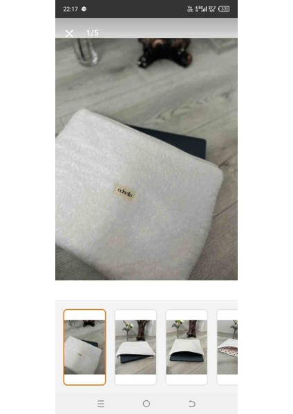 13-14 Inç Beyaz Peluş Laptop Kılıfı Çanta Portföy Leke Tutmayan Welsoft Kumaş