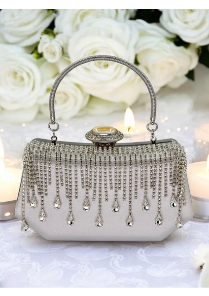 Gri Saten Kadın Abiye Çanta Düğün Nişan fiyatları