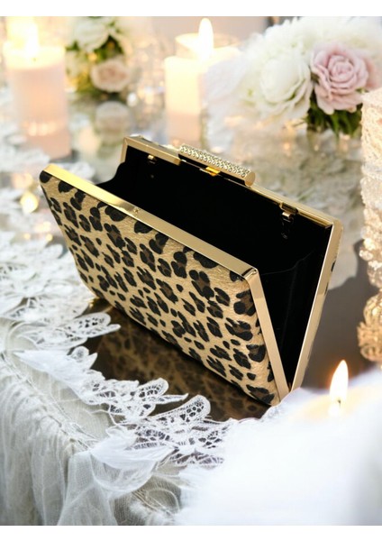 Tüylü Ithal Leopar Desenli Abiye Çanta Gece Çantası Düğün Nişan Mezuniyet fırsatları