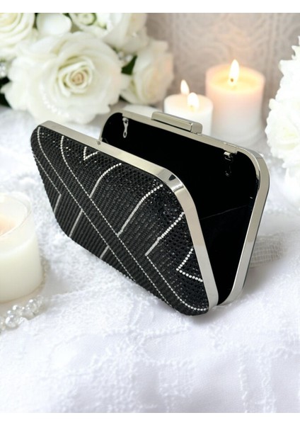 Siyah Renk Taşlı Kadın Abiye Çanta Düğün Nişan Mezuniyet modelleri