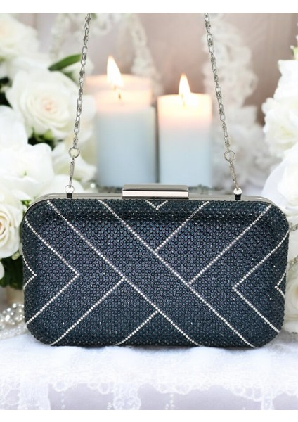 Lacivert Renk Taşlı Kadın Abiye Çanta Düğün Nişan Mezuniyet fırsatları