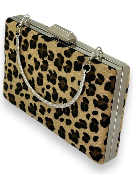 Tüylü Ithal Leopar Desenli Abiye Çanta Gece Çantası Düğün Nişan Mezuniyet fırsatları