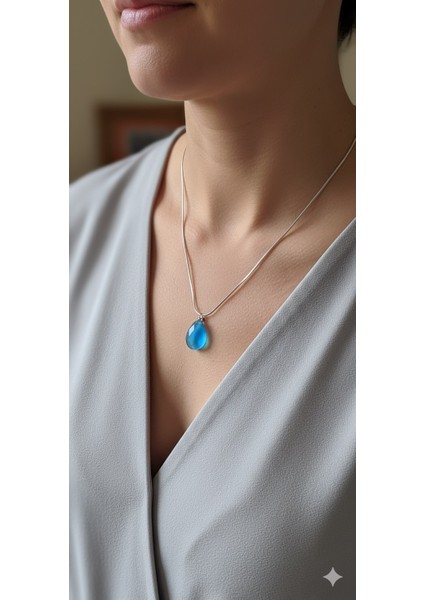 Mavi Kedi Gözü Paslanmaz Çelik Kolye | Uzun Ömürlü, Şık ve Modern Tasarım fiyatları