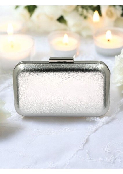 Gümüş Gri Lame Kırışık Cilt Deri Metalik Renk Zincir Askılı Abiye Çanta Düğün Nişan Mezuniyet fiyatları