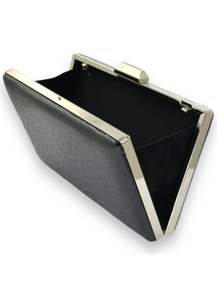 Metalik Siyah Renk Zincir Askılı Abiye Çanta Düğün Nişan Mezuniyet modelleri