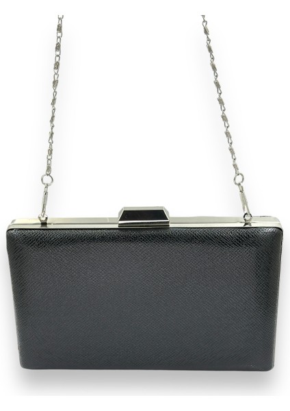 Metalik Siyah Renk Zincir Askılı Abiye Çanta Düğün Nişan Mezuniyet fırsatları