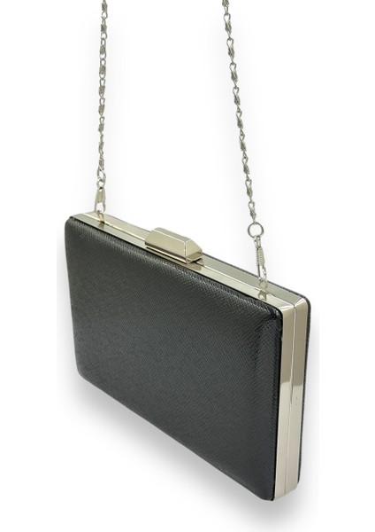 Metalik Siyah Renk Zincir Askılı Abiye Çanta Düğün Nişan Mezuniyet indirimleri