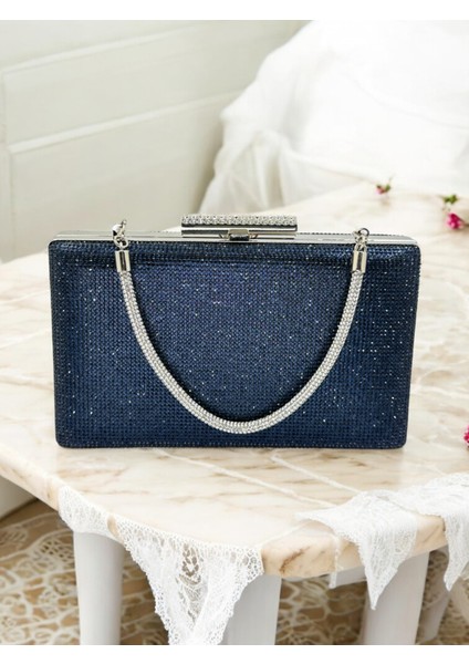 Taşlı Saplı Lacivert Renk Iki Tarıfıda Komple Taşlı Kadın Abiye Çanta Düğün Nişan Mezuniyet fiyatları