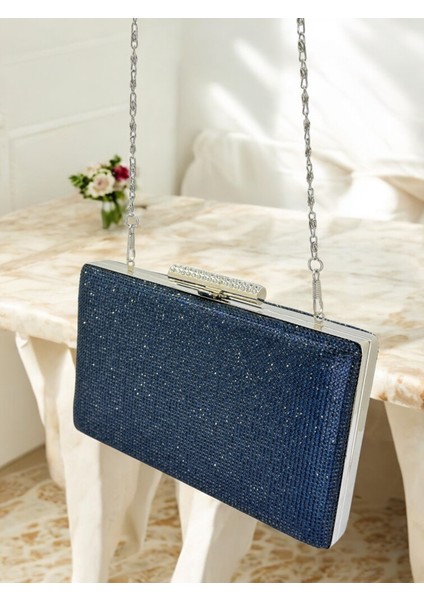 Taşlı Saplı Lacivert Renk Iki Tarıfıda Komple Taşlı Kadın Abiye Çanta Düğün Nişan Mezuniyet indirimleri