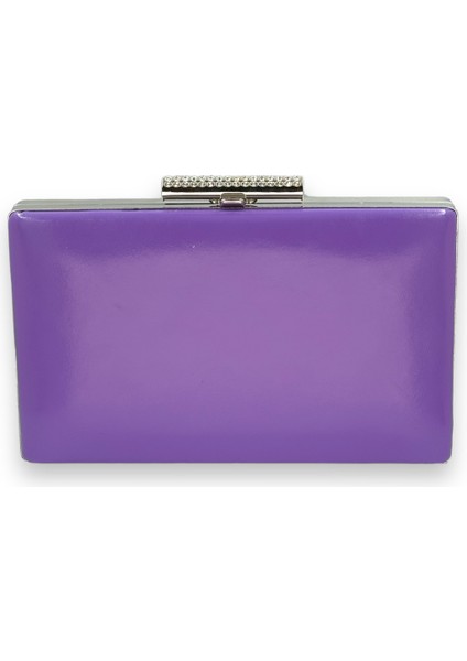 Mor Renk Cilt Deri Mat Deri Abiye Çanta Gece Çantası Düğün Nişan Kına