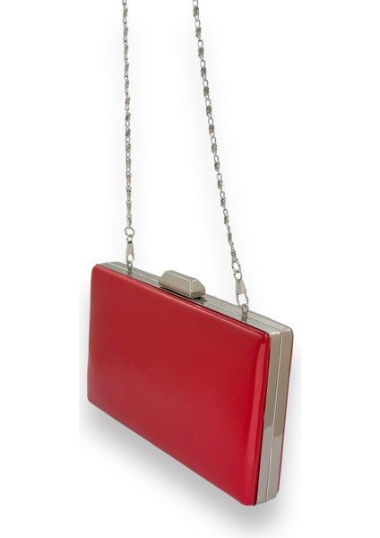 Kırmızı Renk Cilt Deri Mat Deri Metal Saplı Abiye Çanta Gece Çantası Düğün Nişan Kına indirimleri