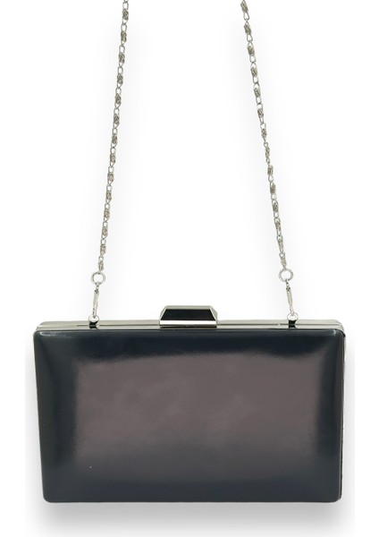 Lacivert Renk Cilt Deri Mat Deri Metal Saplı Abiye Çanta Gece Çantası Düğün Nişan Kına fırsatları