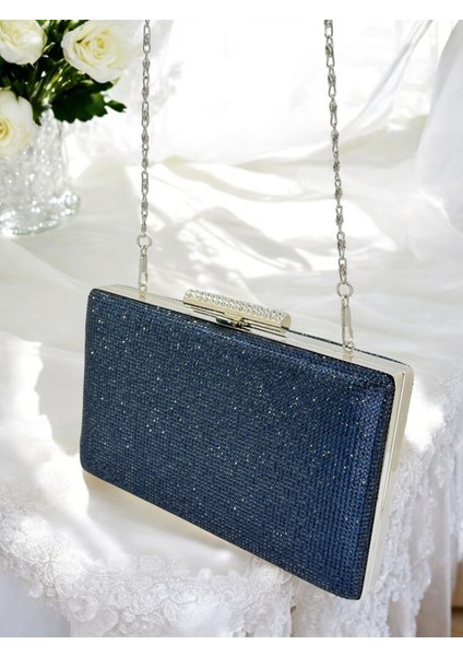 Taşlı Saplı Lacivert Renk Tek Taraf Taşlı Kadın Abiye Çanta Düğün Nişan Mezuniyet indirimleri