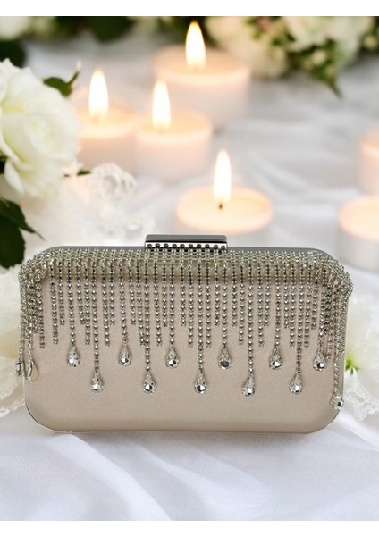 El Yapımı Ten Nude Saten Kristal Taşlı Abiye Çanta indirimleri