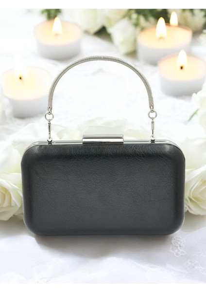 Siyah Kırışık Cilt Deri Metalik Renk Zincir Askılı Abiye Çanta Düğün Nişan Mezuniyet fiyatları