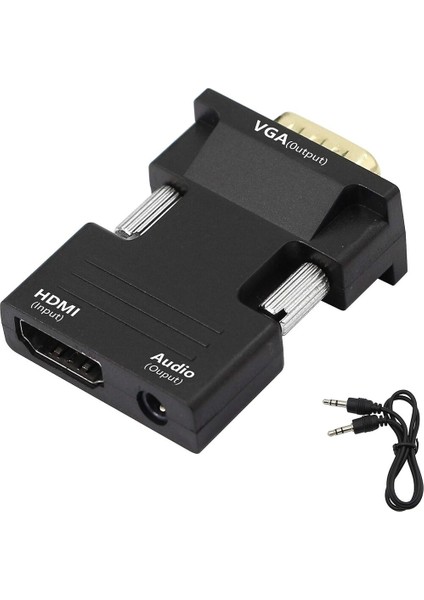 Ses Destekli HDMI (Dişi) To VGA (Erkek) Video Çevirici Dönüştürücü Aux Ses Kablolu
