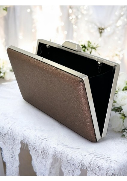 Platin Kristal Desenli Mat Deri Metal Saplı Abiye Çanta Gece Çantası Kına Düğün Nişan Çantası modelleri