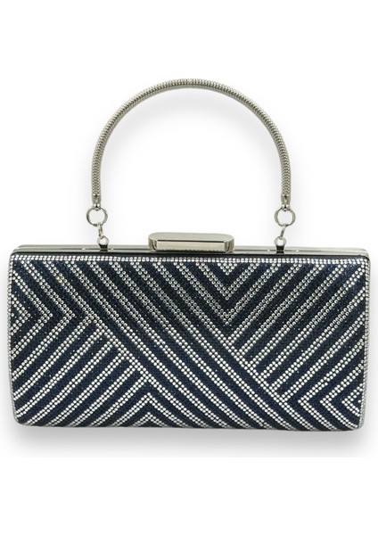 Özel Tasarım Çift Renk Metal Saplı Kristal Taşlı Abiye Çanta Düğün Nişan Kına Mezuniyet