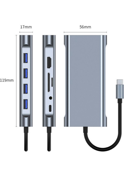 Macbook Uyumlu 11 In 1 Dönüştürücü, Çoklayacı Ethernet Sd USB Type C Hub HDMI fiyatları