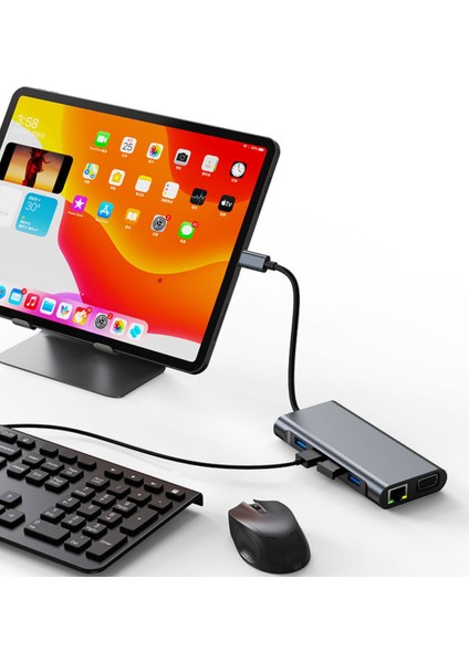 Macbook Uyumlu 11 In 1 Dönüştürücü, Çoklayacı Ethernet Sd USB Type C Hub HDMI fırsatları