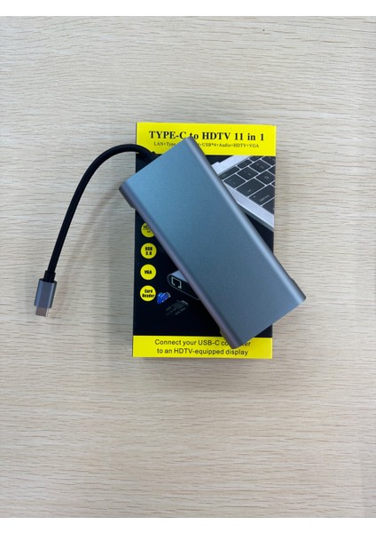 Macbook Uyumlu 11 In 1 Dönüştürücü, Çoklayacı Ethernet Sd USB Type C Hub HDMI