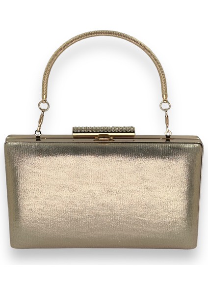 Altın Gold Ithal Sıvama Saten Parlak Kumaş Abiye Çanta Gece Çantası Kına Düğün Nişan