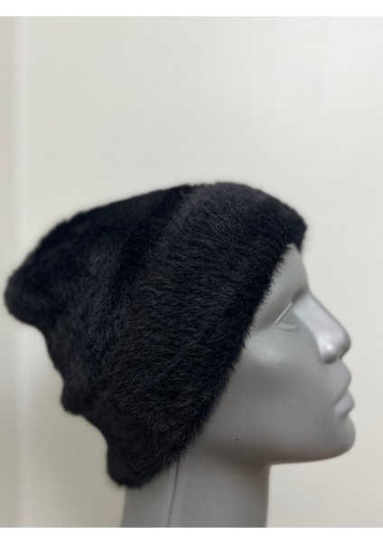 Siyah Kadın Yumuşacık Akrilik Kumaş Saçaklı Tüylü Bere – Sıcak Tutucu Kışlık Şapka fiyatları