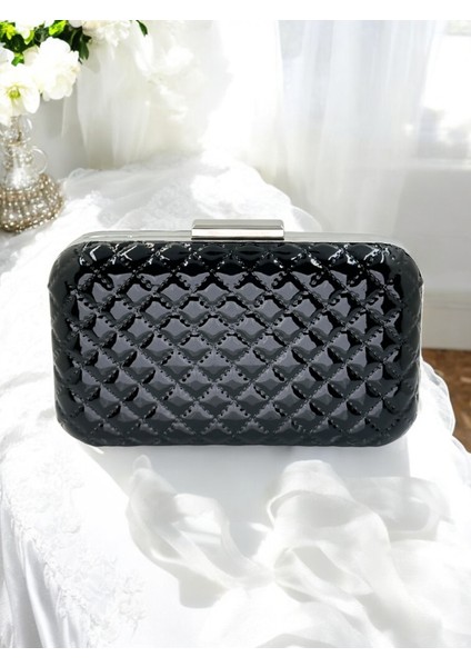 Siyah Lüks Rugan Kapitone Desenli Kadın Abye Çanta Düğün Nişan Mezuniyet fiyatları