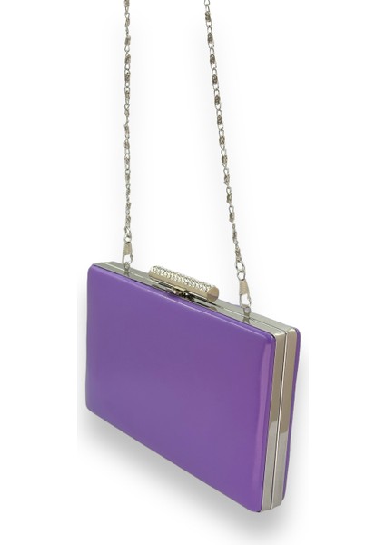 Mor Renk Cilt Deri Mat Deri Metal Saplı Abiye Çanta Gece Çantası Düğün Nişan Kına indirimleri