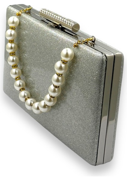 Gümüş Kumsim Üzeri Silikon Kaplamalı Inci Askılı Ithal Abiye Çanta Gece Çantası Düğün Nişan Kına fiyatları