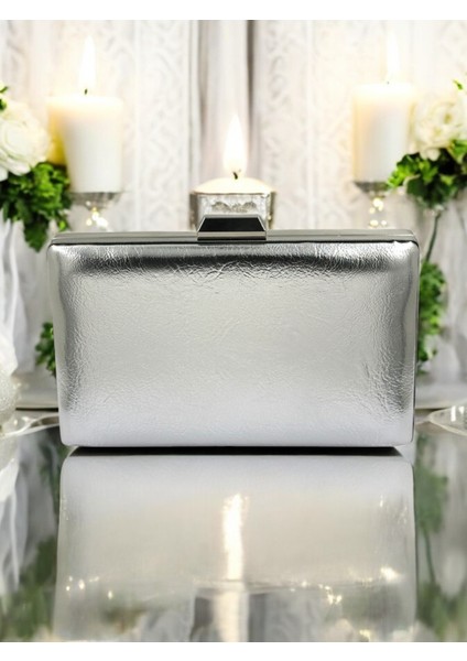 Gümüş Gri Lame Kırışık Cilt Deri Metalik Renk Zincir Askılı Abiye Çanta Düğün Nişan Mezuniyet fiyatları